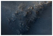 Small Drainage into A Crater East of Schiaparelli Crater