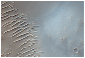 Crater with Central Peak in Hesperia Planum