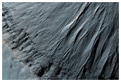 Gullies on South-Facing Wall of Crater