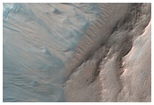 Gullied Crater in Kaiser Crater Dune Field