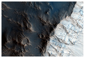 Crater West of Elysium Mons and Near Granicus Valles