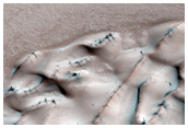 Defrosting Dunes at Boundary of North Polar Region