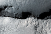 Inverted Channel and Fan Draining into Crater