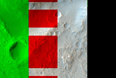 Crater with Rayed Ejecta on Plain East of Kasei Valles