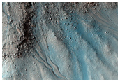 Cascading Channel in Noachis Pit Crater in MOC M12-00595