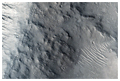 Crater between Branches of Athabasca Valles