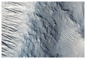 Crater between Branches of Athabasca Valles