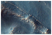 Crater with Tongue-Shaped Features on Walls