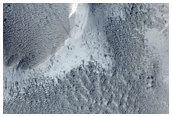Impact Crater in Medusae Fossae Formation in Memnonia Sulci