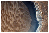 Crater Cutting Ridge Material in CTX Image