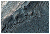 Light-Toned Layered Rock in Ridge in Coprates Chasma