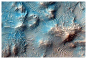 Bedrock Exposures in Central Peak and Walls of Poti Crater