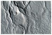 Crater with Arcuate-Ridged Interior Material