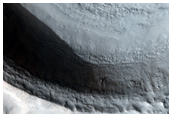 Chutes on Crater Wall in Phlegra Dorsa Region