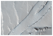 Os canais para o leste de Olympus Mons