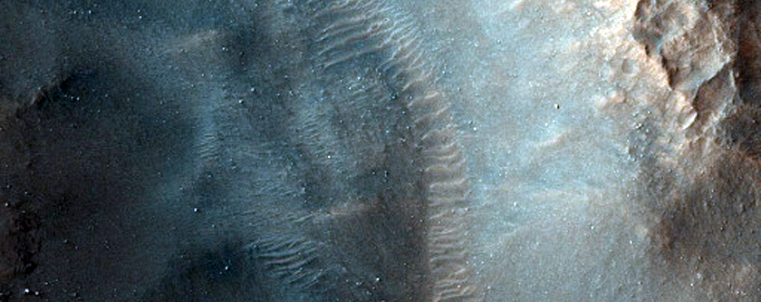Central Uplift of Crater on Rim of Terby Crater