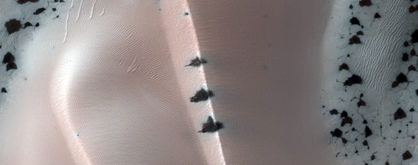 Defrosting of Richardson Crater Dunes