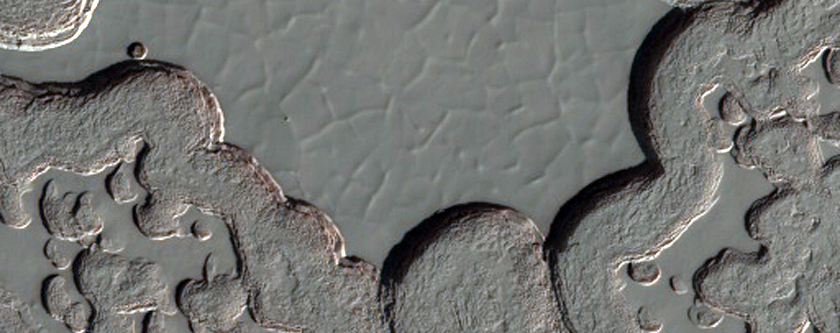 South Pole Residual Cap Features Changing in MOC Image at Site K