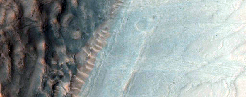 Eastern Half of Well-Preserved 7-Kilometer Diameter Gullied Crater
