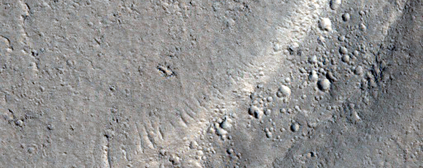 Elárasztott kráter a nyugati Elysium Planitia síkságján