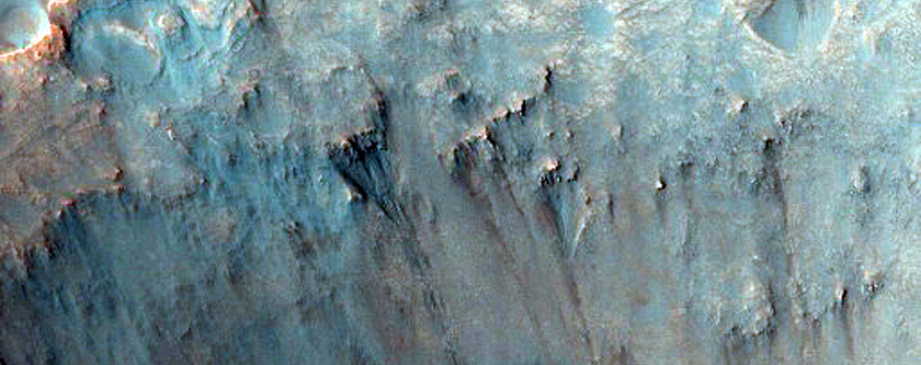 Gullies on Northwest Crater Wall in MOC R09-01257