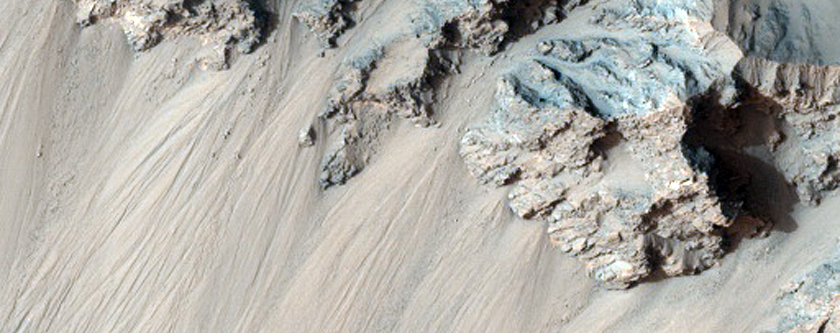 Columnar Jointing in Wall of Impact Crater