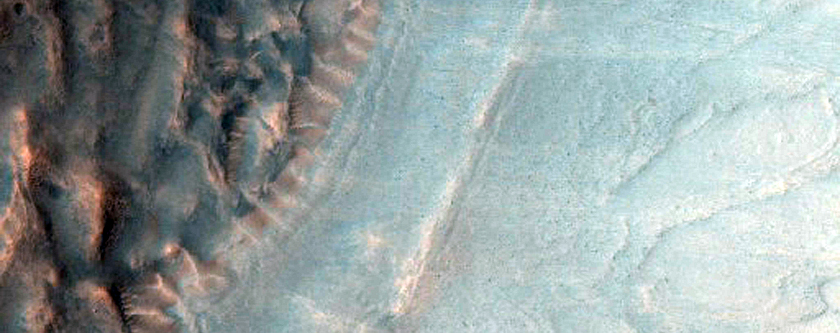 Eastern Half of Well-Preserved 7-Kilometer Diameter Gullied Crater