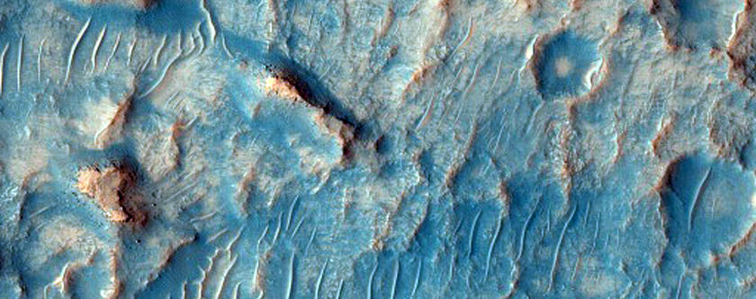 Dark Spot and Cracked Crater Floor in THEMIS Image