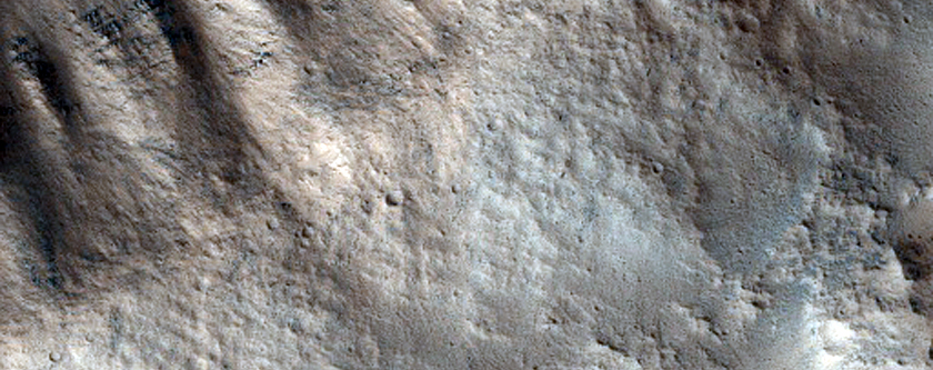 Gullied Crater Wall Seen in MOC Image R18-01779