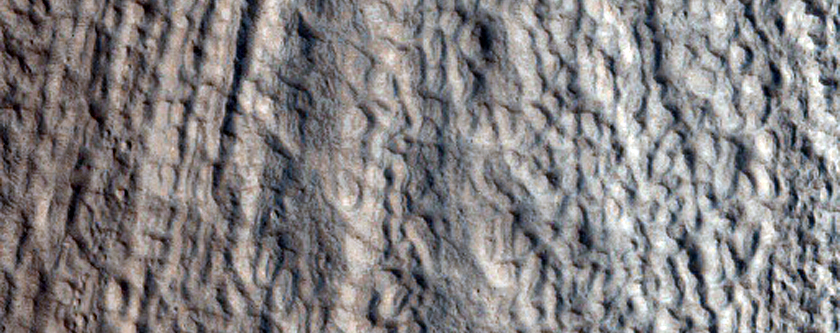 Fretted Terrain Valley in Viking Image 084A73 and MOC Image Sp2-45006