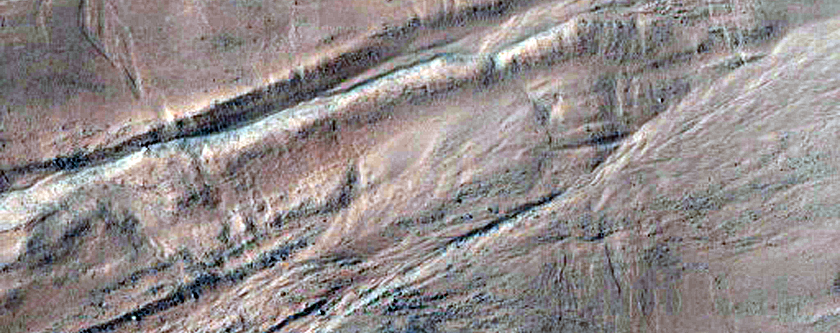 Gullies on Southwest Slope of Asimov Crater