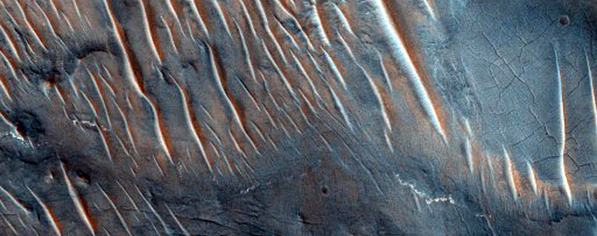 Bedrock Exposures in Very Linear Crater Chain