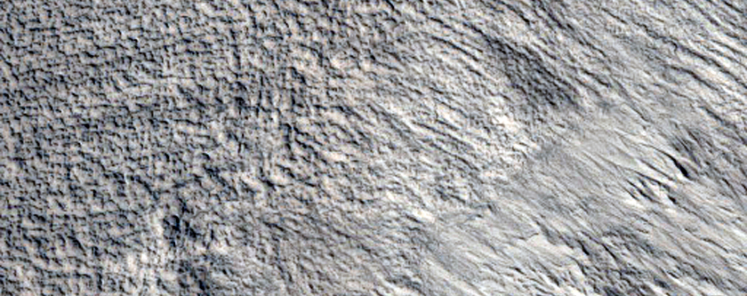 Bedrock Exposed in Wall of Impact Crater in Arcadia Planitia