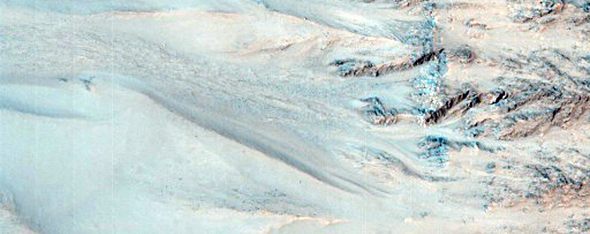 Gullies on Northeast Wall of Crater in Gorgonum Chaos Region