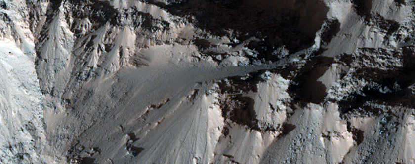 Ejecta of Crater Sectioned by Erosion