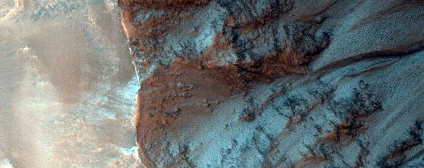 Gullies in Northern Hemisphere Crater