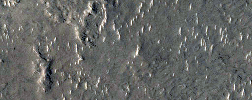 Light Toned Outcrops Near Crater Rim in Arabia Region