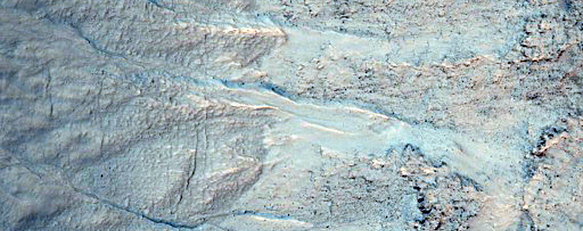 Crater Wall Carving Seen in MOC E0300089