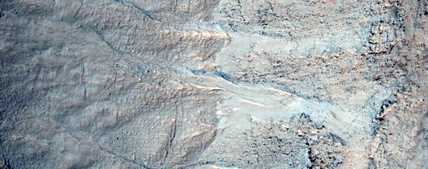Crater Wall Carving in MOC Image E0300089