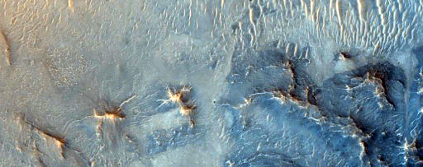 Dunes and Bedrock on Crater Floor in Terra Sabaea