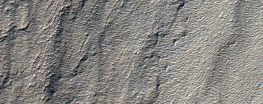 South Polar Layered Deposits Exposed in Bend in Trough Wall