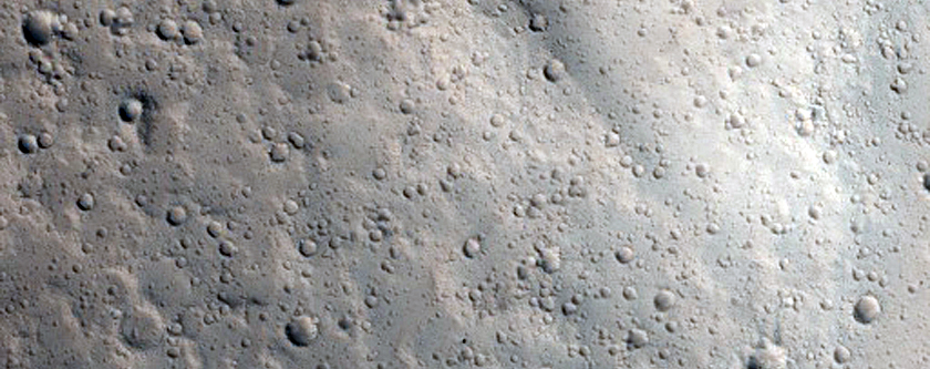 6 Kilometer Diameter Crater on Alba Patera