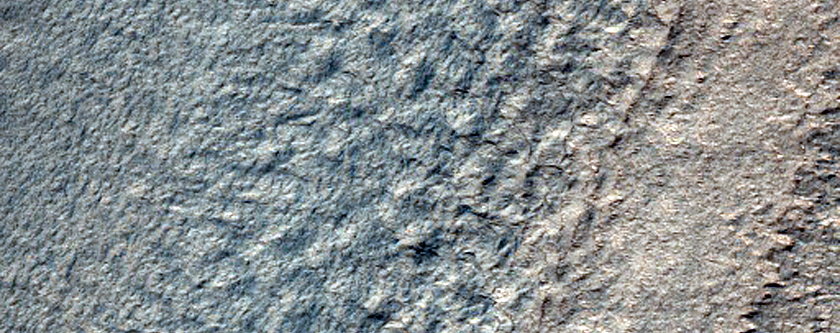 Contact of Polar Crater Wall and Filling Material