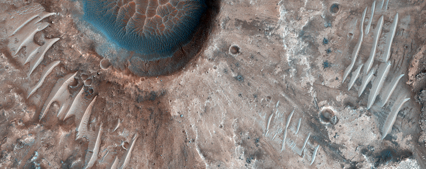 Tyrrhena Terra Crater with Central Uplift and Hydrated Minerals