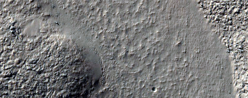 Linear Depression on Crater Floor in MOC Image R1602103