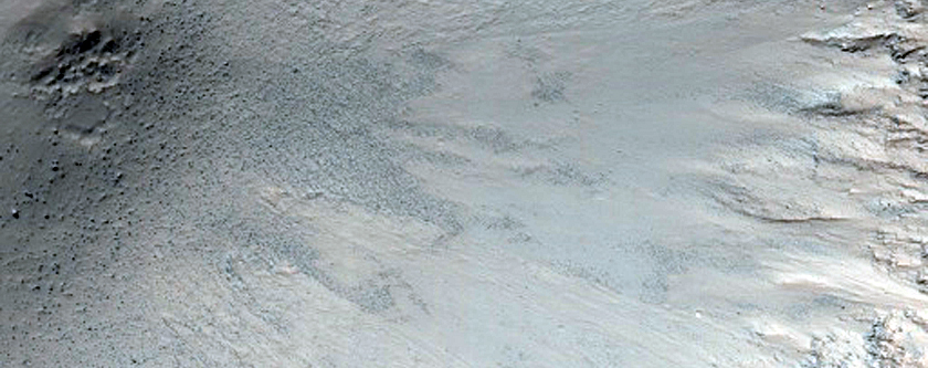 Gullies on South-Facing Wall of Crater
