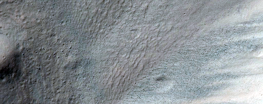 Light-Toned Feature on Crater Wall in CTX Image