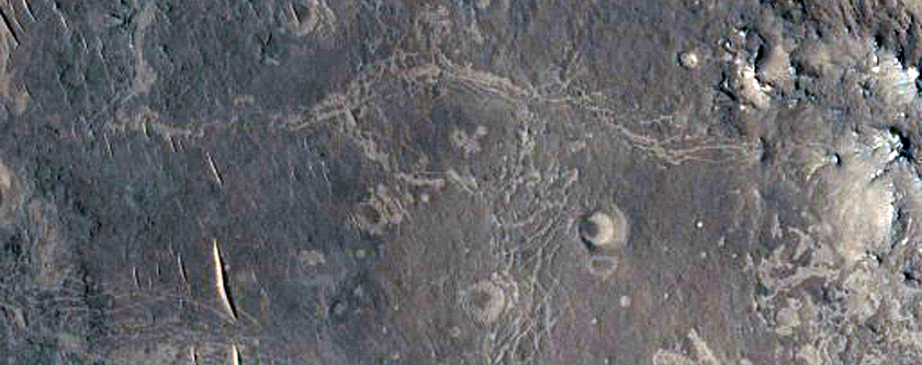 Bedrock Exposures in Wall of Impact Crater
