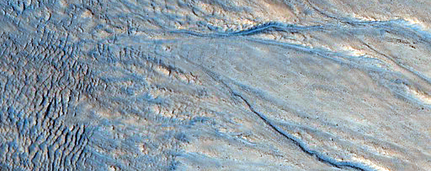 Gullied Slope of 20-Kilometer Diameter Impact Crater in Acidalia Planitia