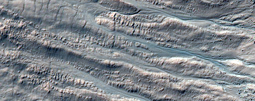Gullied Crater Wall on Sun-Facing Slope